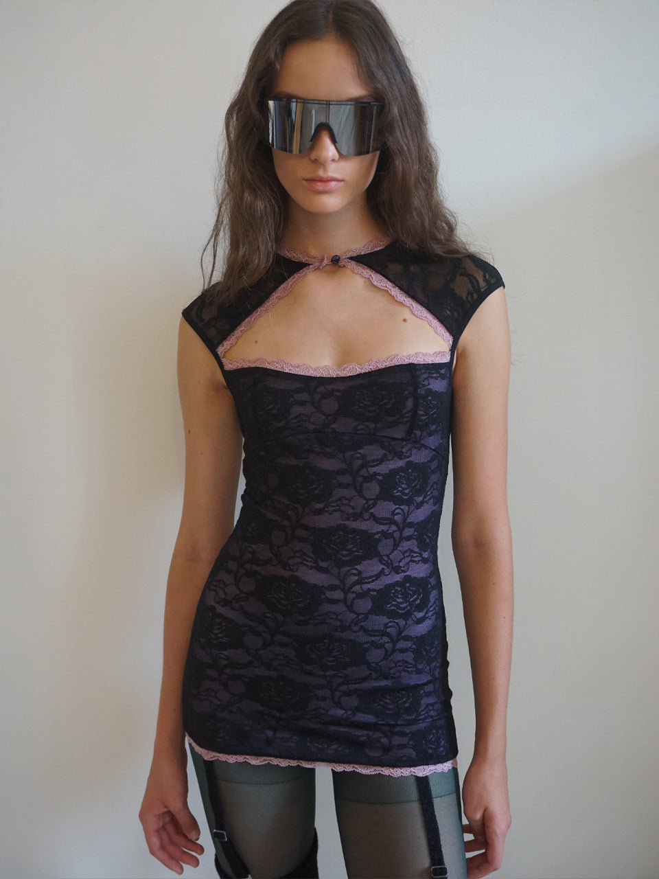 Lace Garter Belt Slip Black