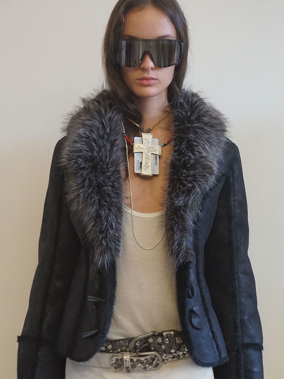 Faux Mouton Toggle Coat Black