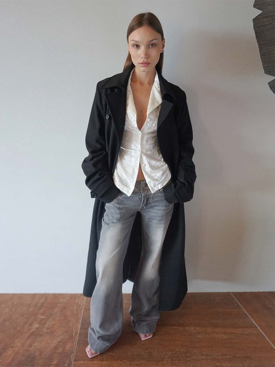 Tailored Wool Long Coat Black