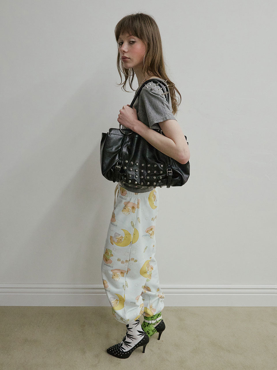 Metal Stud Tote Bag Black