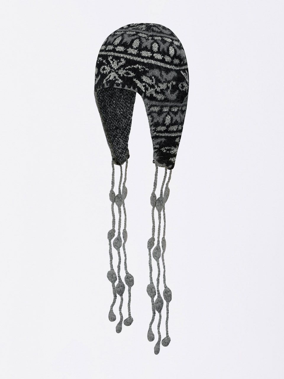 Sequin Nordic Earflap Beanie Black