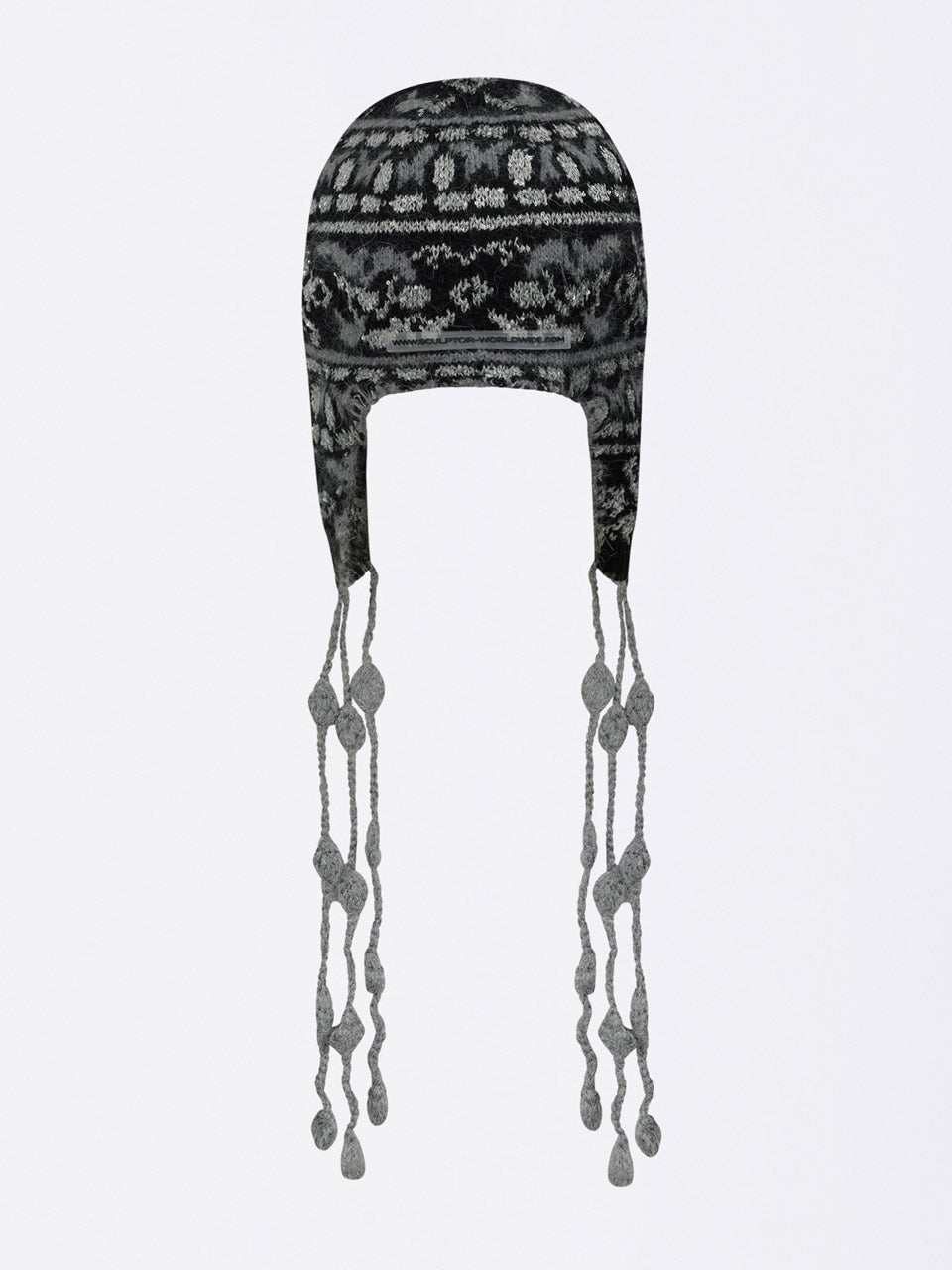 Sequin Nordic Earflap Beanie Black