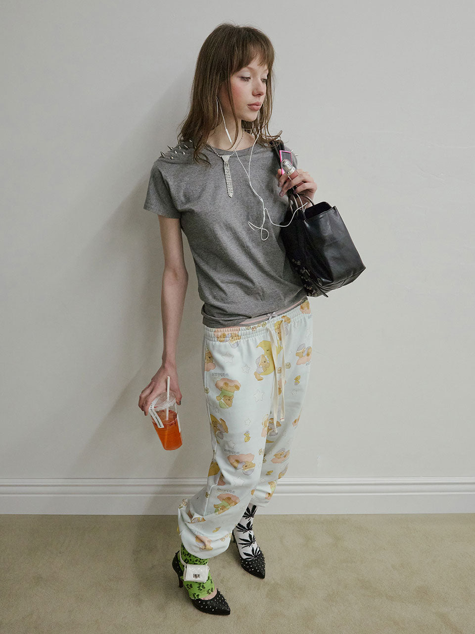 Metal Stud Tote Bag Black