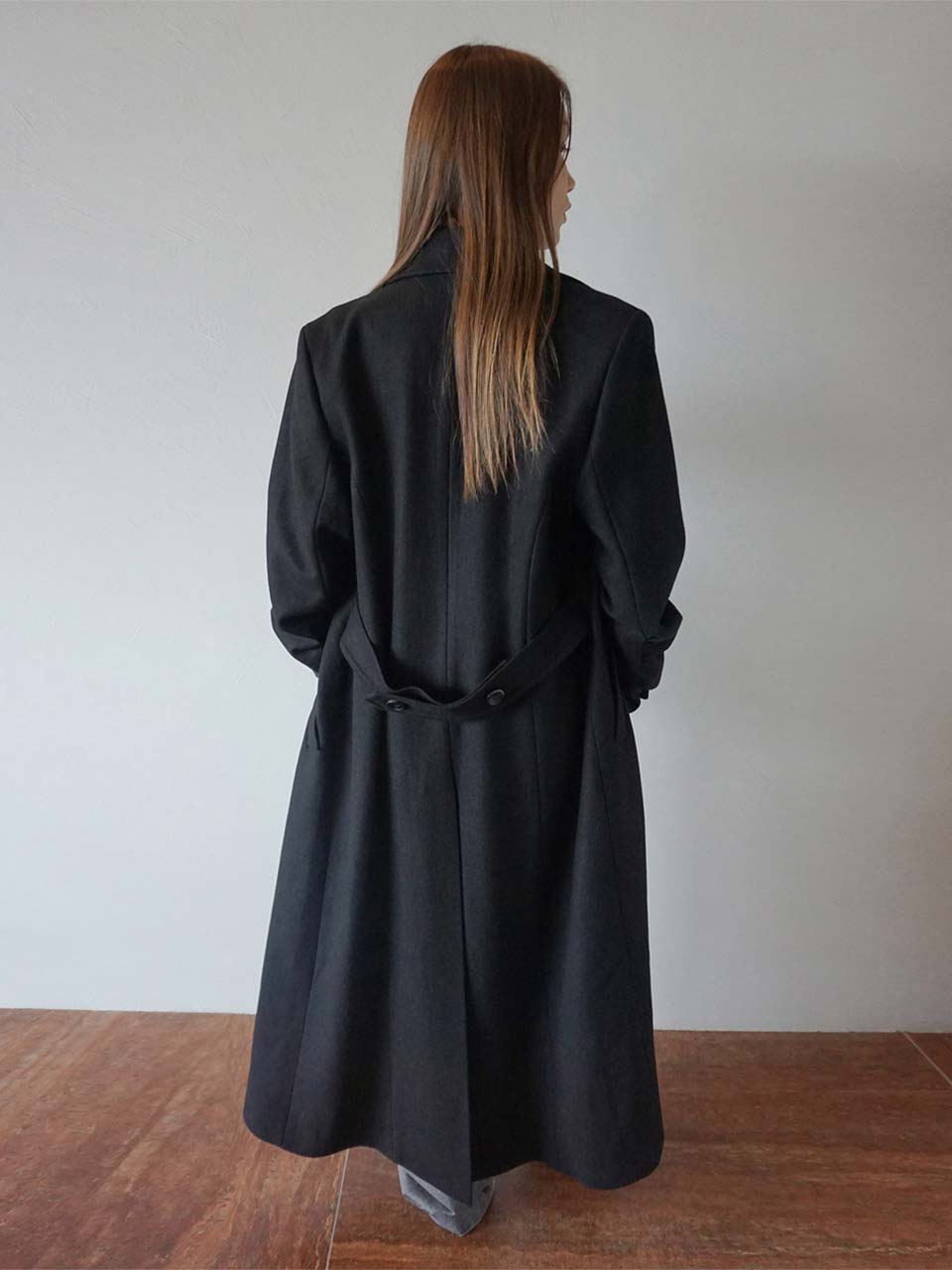 Tailored Wool Long Coat Black