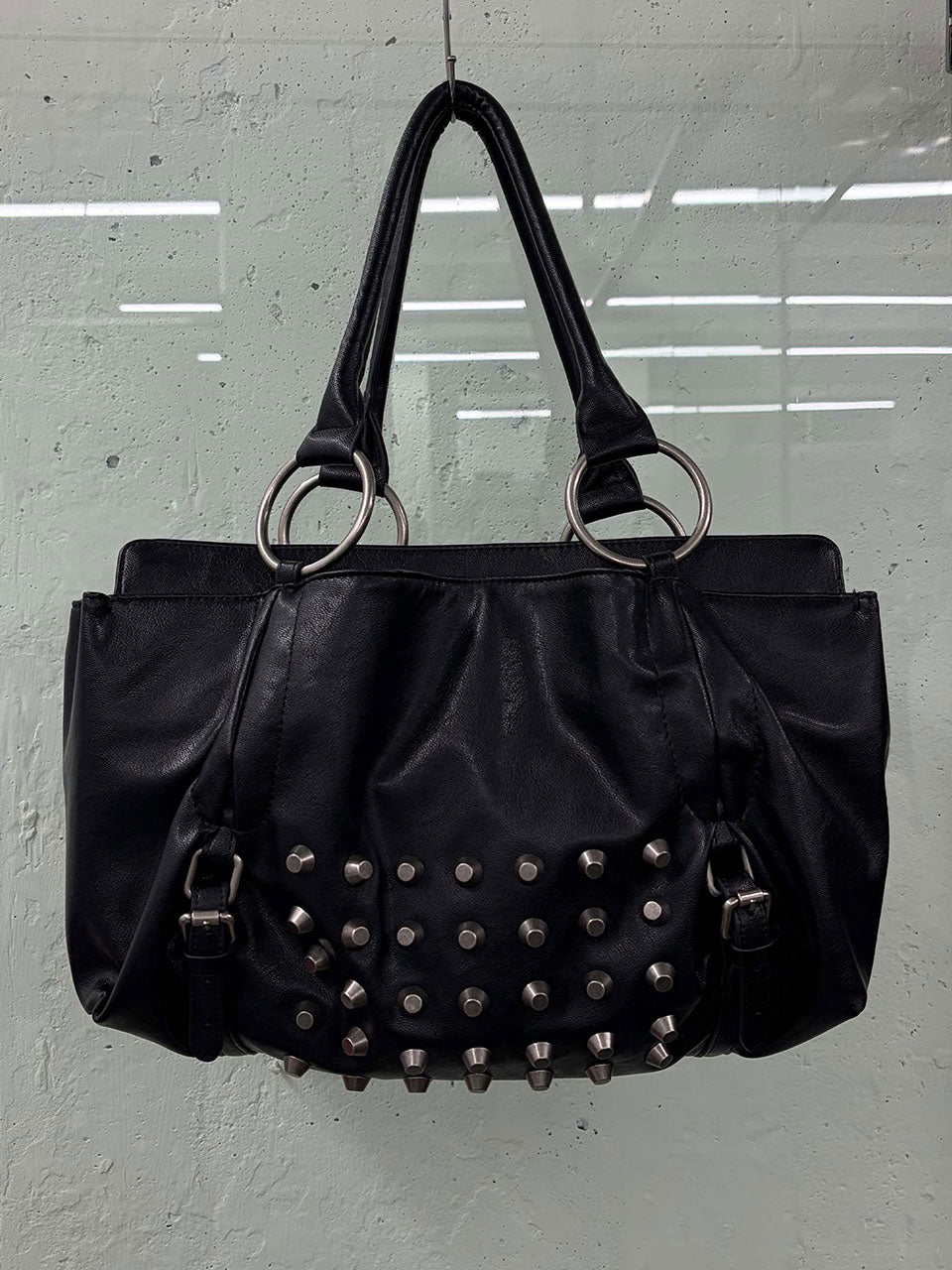 Metal Stud Tote Bag Black