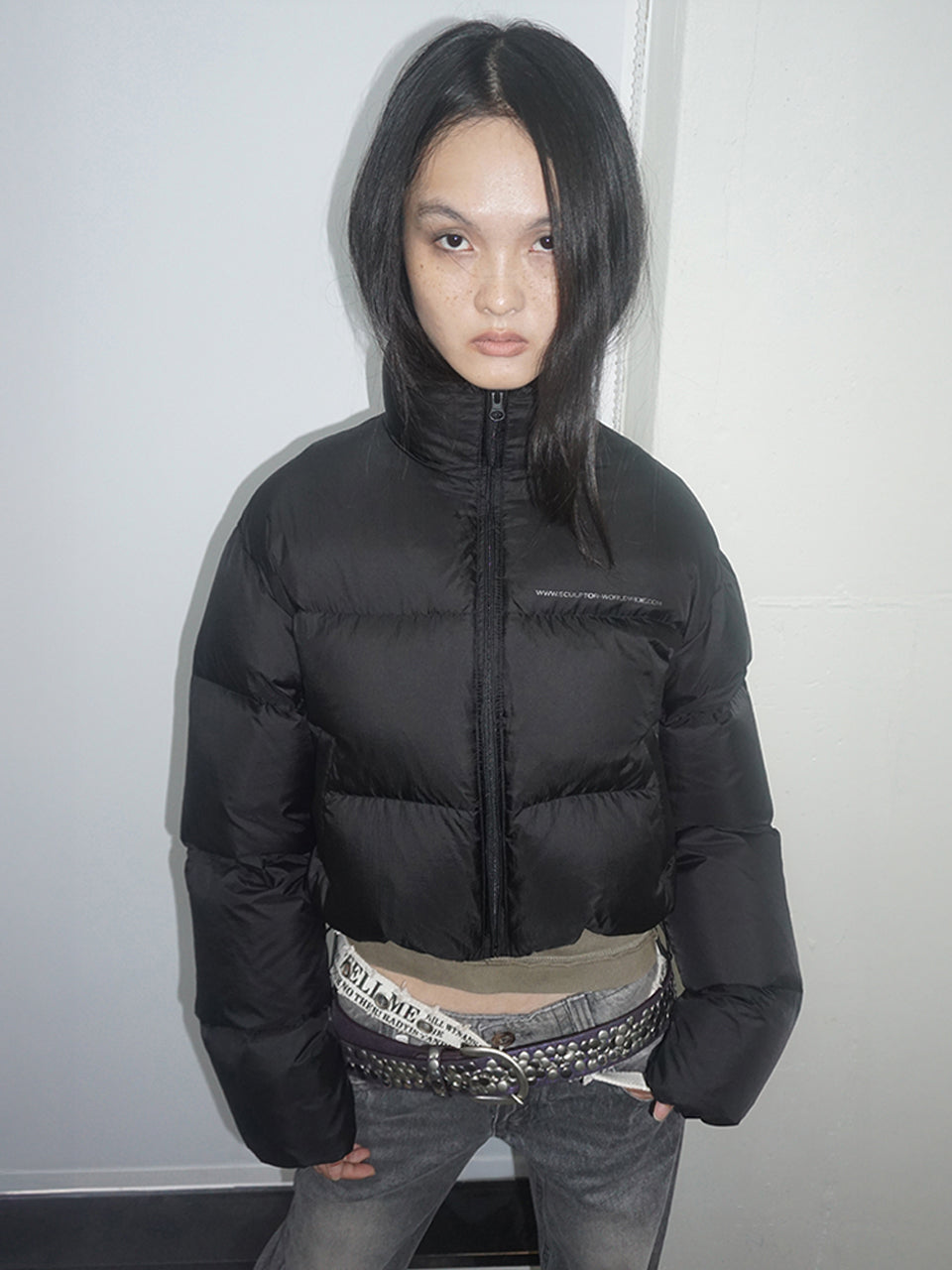 Matte Cropped Puffer Down Black