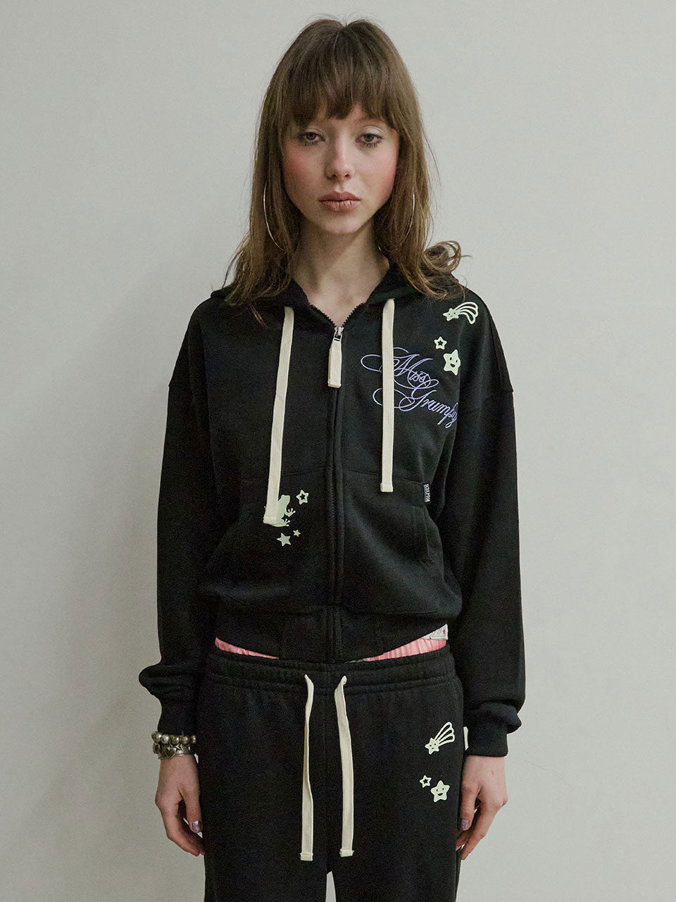 Glow In The Dark Zip-Up Hoodie Black