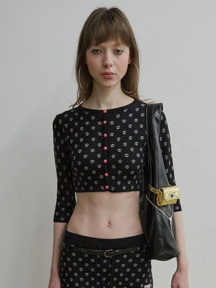 【4月上旬お届け予定】New Emo Crop Cardigan Black