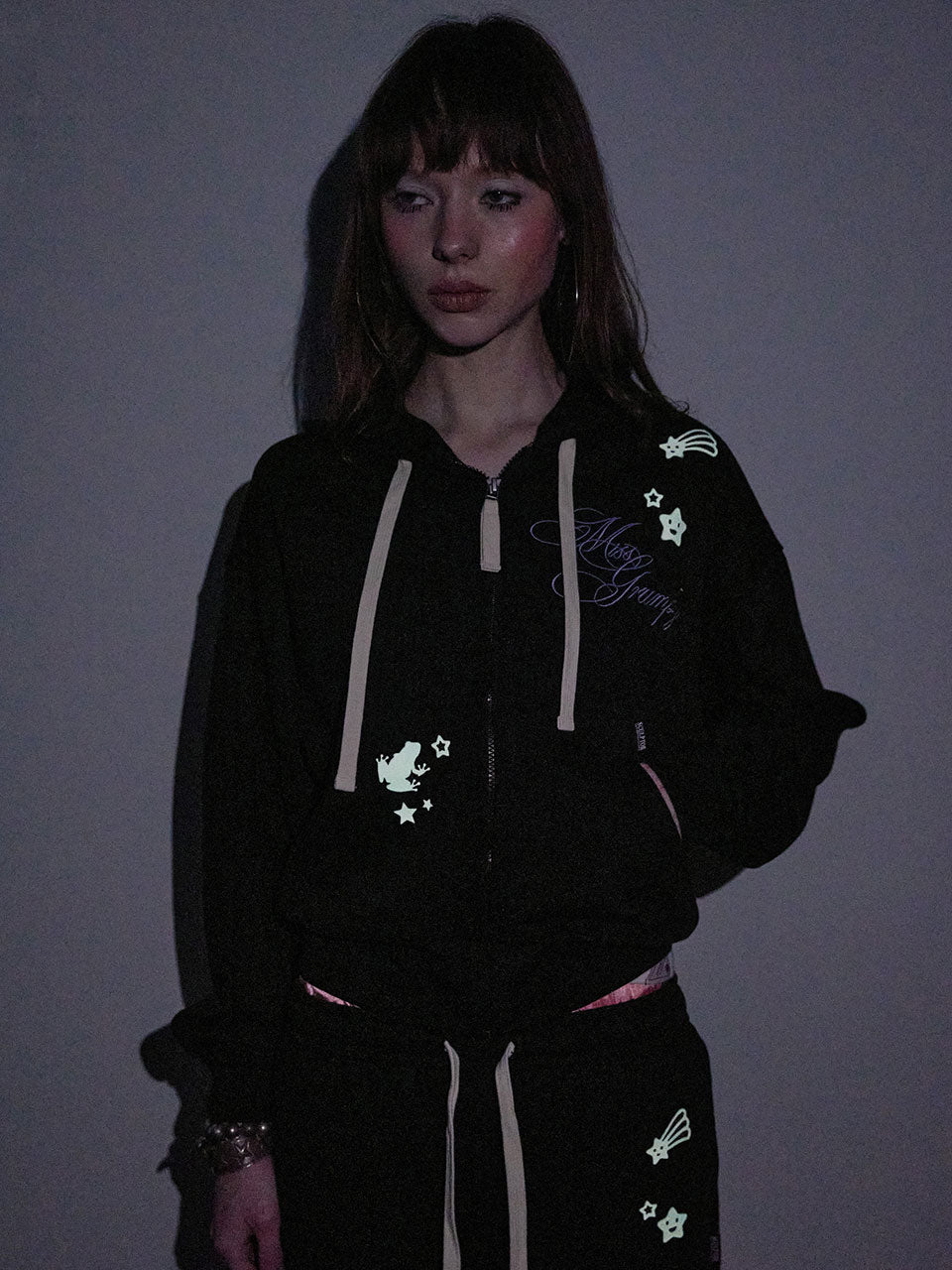 Glow In The Dark Zip-Up Hoodie Black