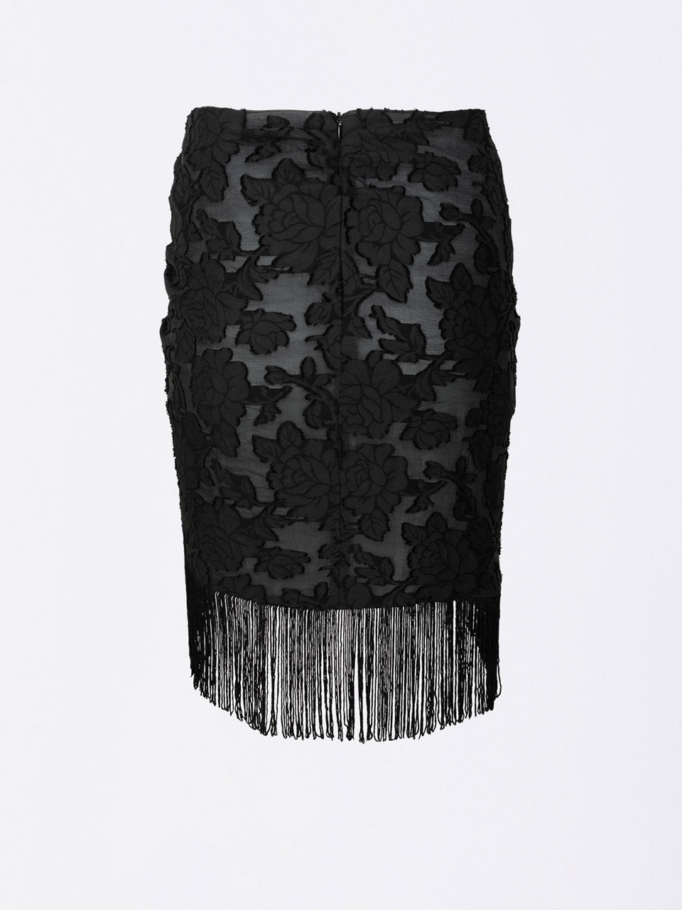 Fringe Tie Skirt Black/Ice Blue