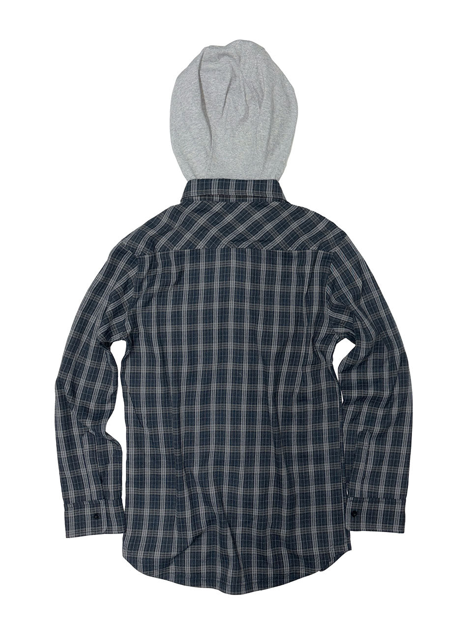 Boyfriend Hooded Shirts Navy Check