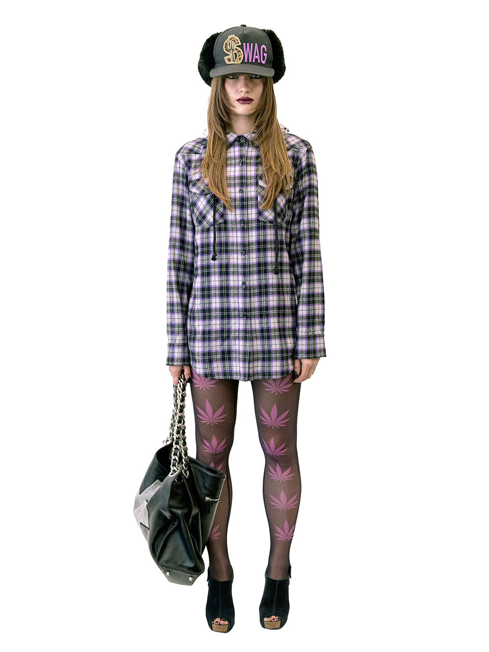 Boyfriend Hooded Shirts Purple Check – SCULPTOR JAPAN