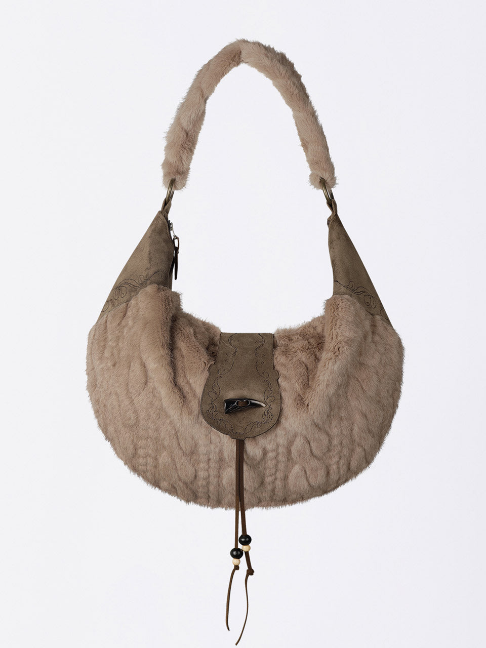 Horseshoe Fur Bag Brown