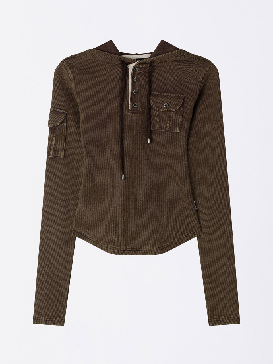 Washed Pocket Hoodie Brown