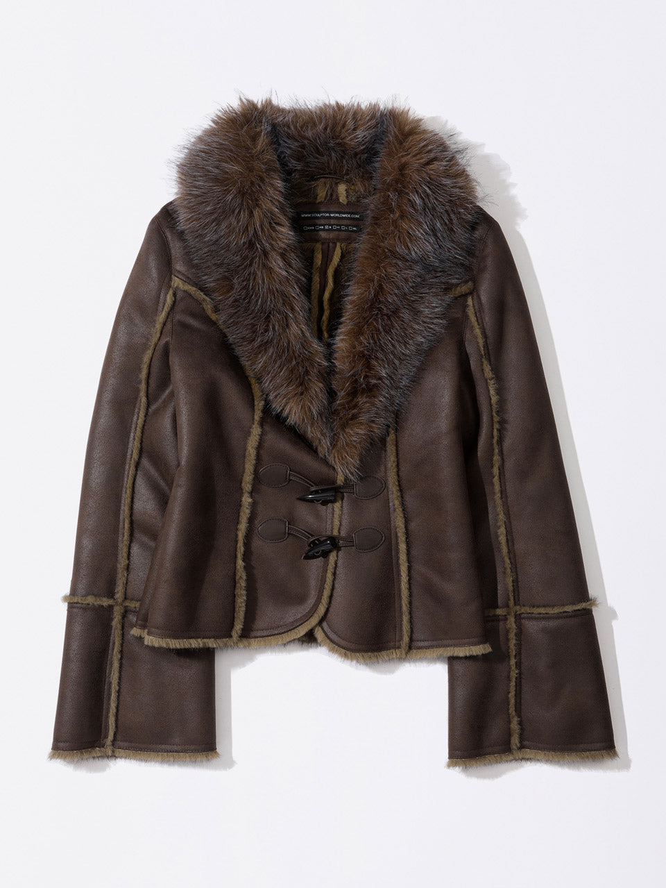Faux Mouton Toggle Coat Brown