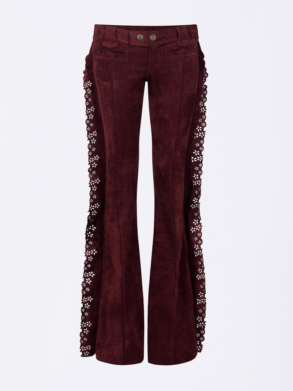 Suede Bootcut Pants Burgundy