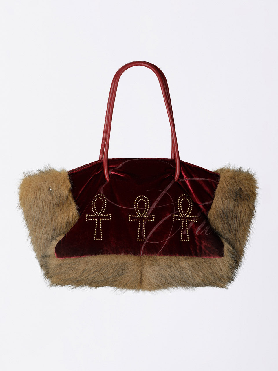 Fluffy Slouch Velvet Bag Burgundy
