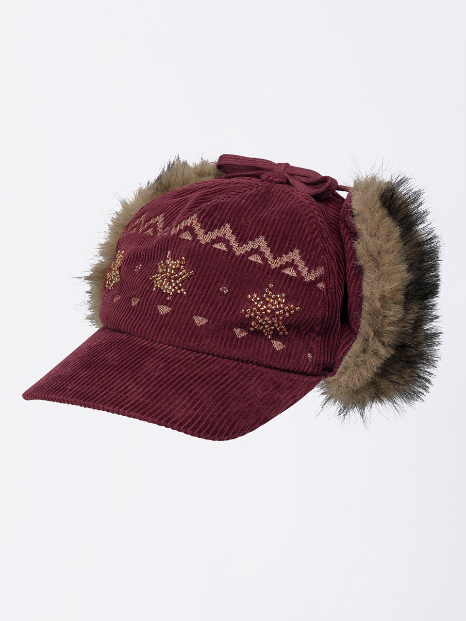 Nordic Corduroy Earflap Cap Burgundy