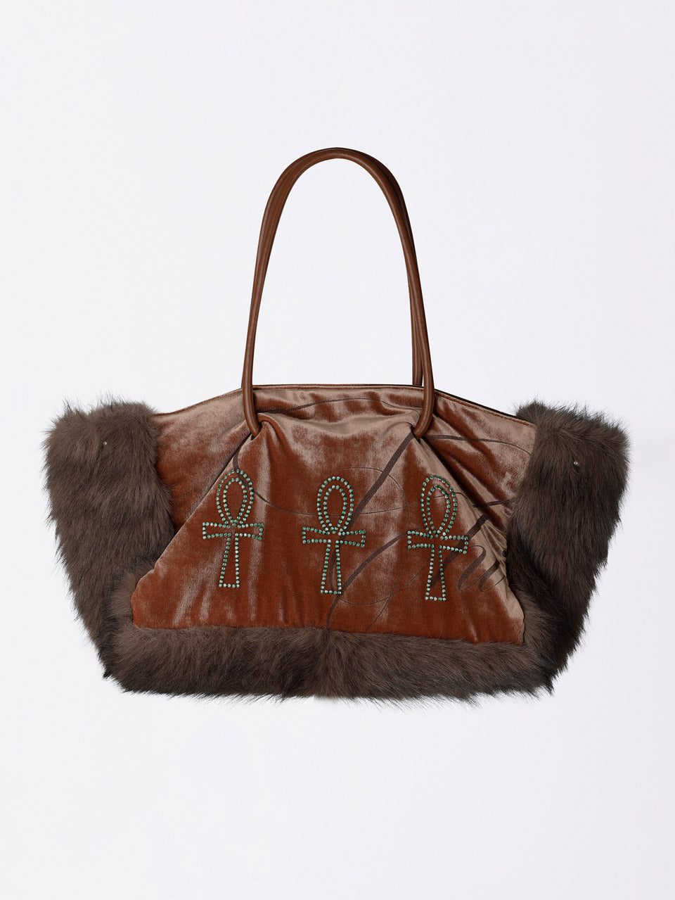 Fluffy Slouch Velvet Bag Burnt Orange