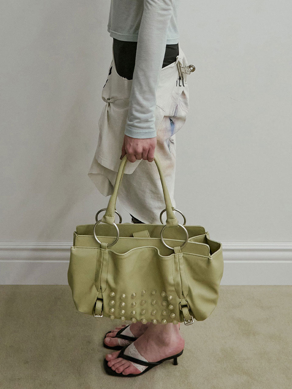 Metal Stud Tote Bag Butter