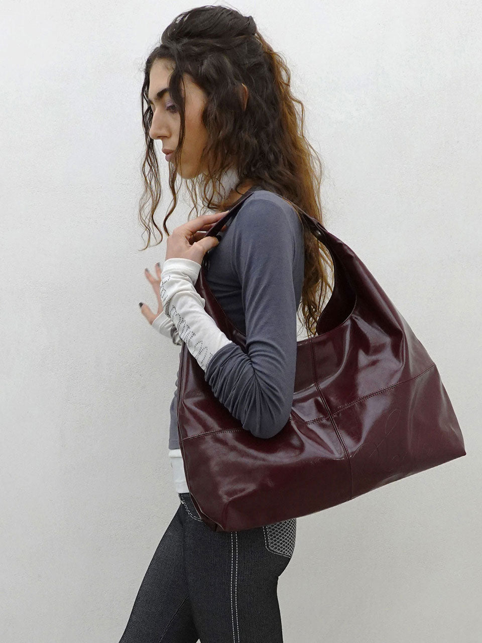 Carryall Hobo Bag Burgundy