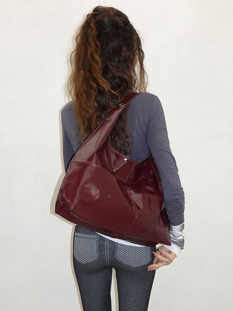 Carryall Hobo Bag Burgundy
