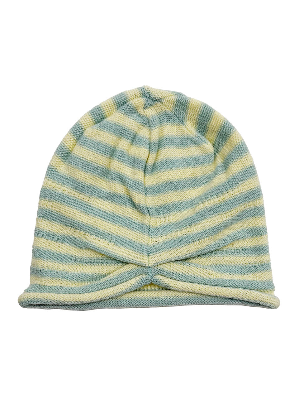 Cashmere Blend Stripe Beanie Lemon/Mint