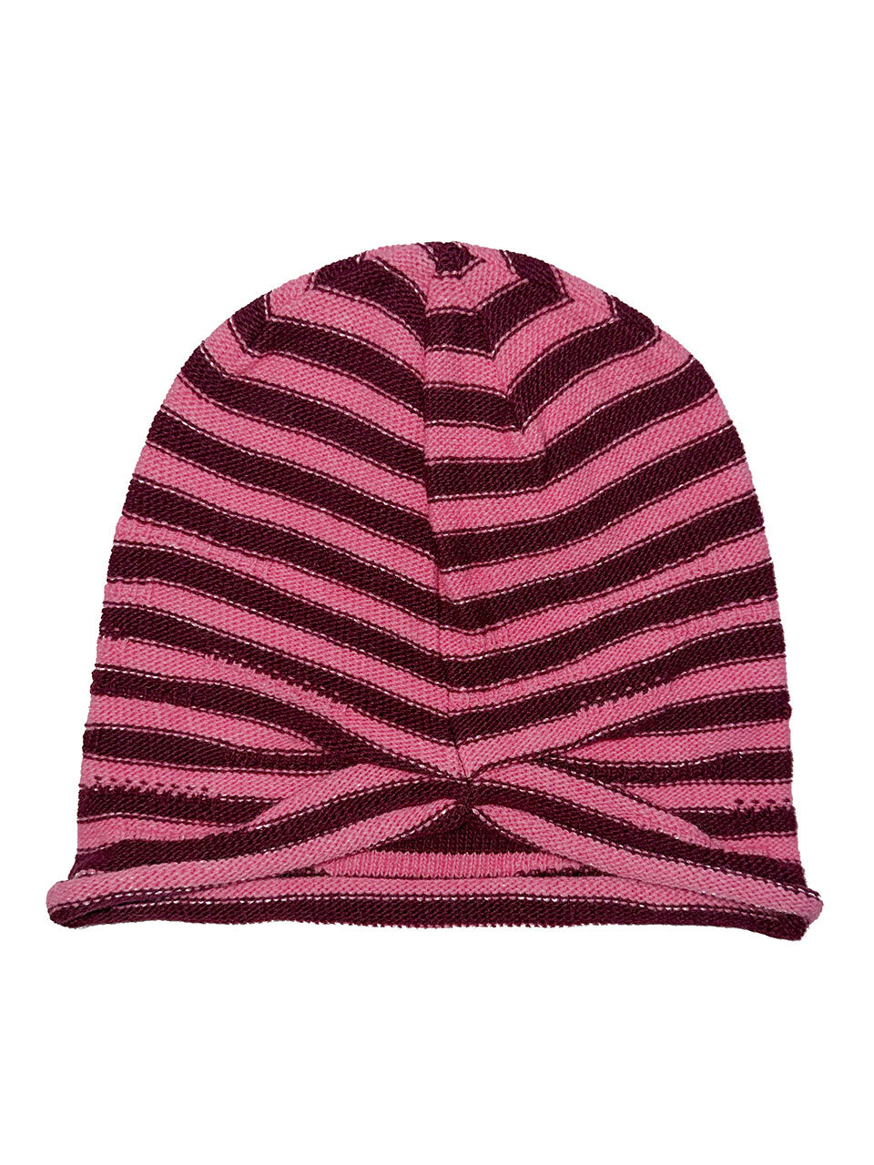 Cashmere Blend Stripe Beanie Pink/Red