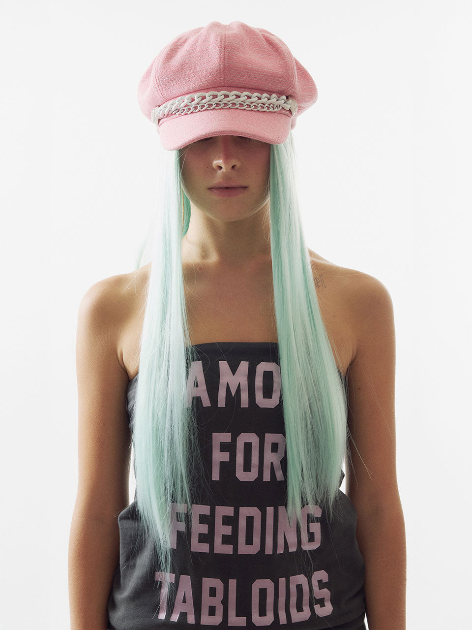 Chain Terry Newsboy Cap Acid Pink
