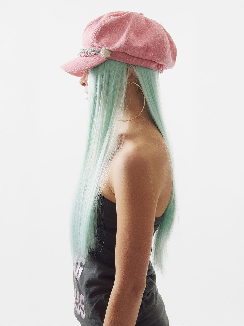 Chain Terry Newsboy Cap Acid Pink