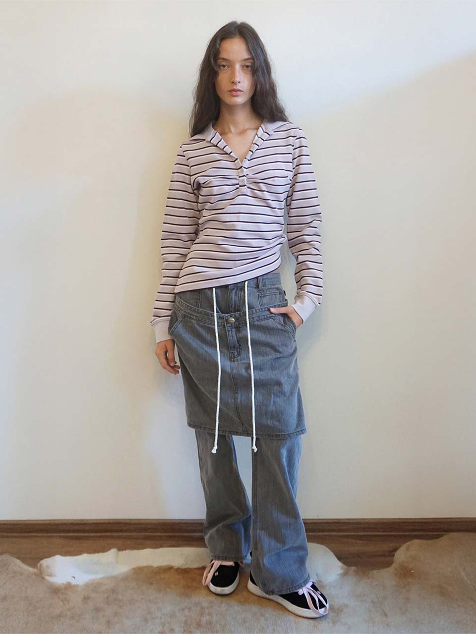 Apron Layered Denim Charcoal