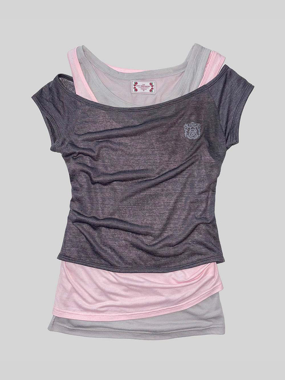【6月中旬お届け予定】Lazy Sleeveless Layered Tee Charcoal