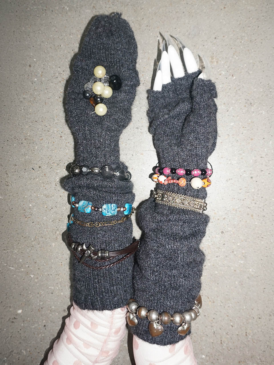 Wool Flap Gloves Charcoal