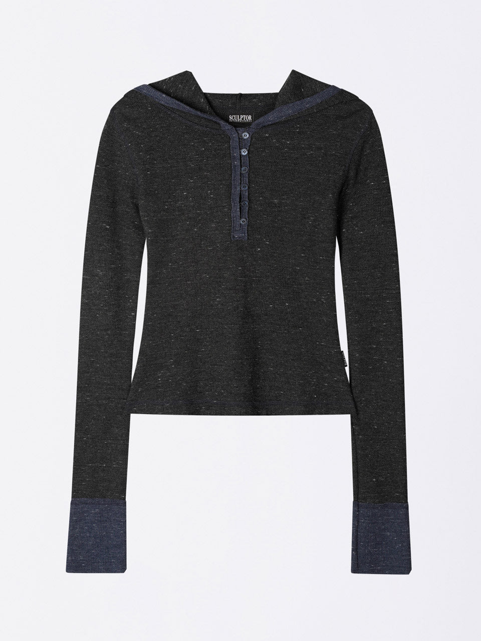 Heather Hoodie Tee Charcoal