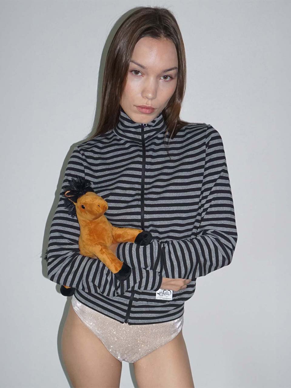 Light Weight Striped Jersey Charcoal