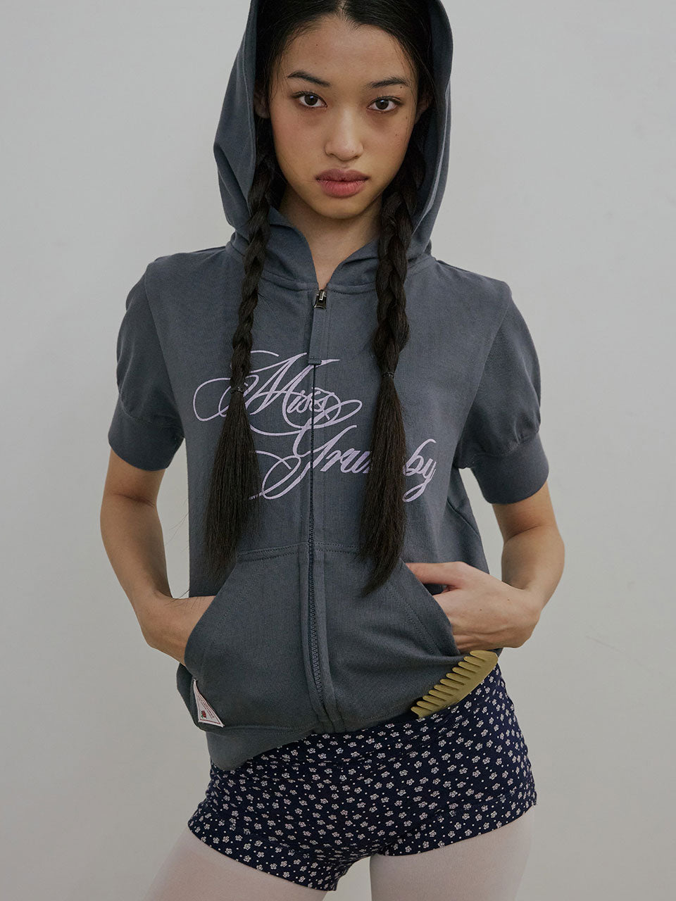 Miss Grumpy Zip-Up Hoodie Charcoal