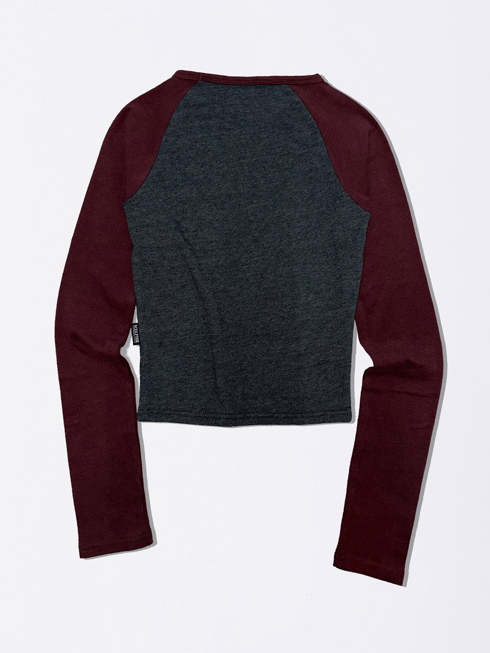 Good Karma Raglan Tee Charcoal/Burgundy