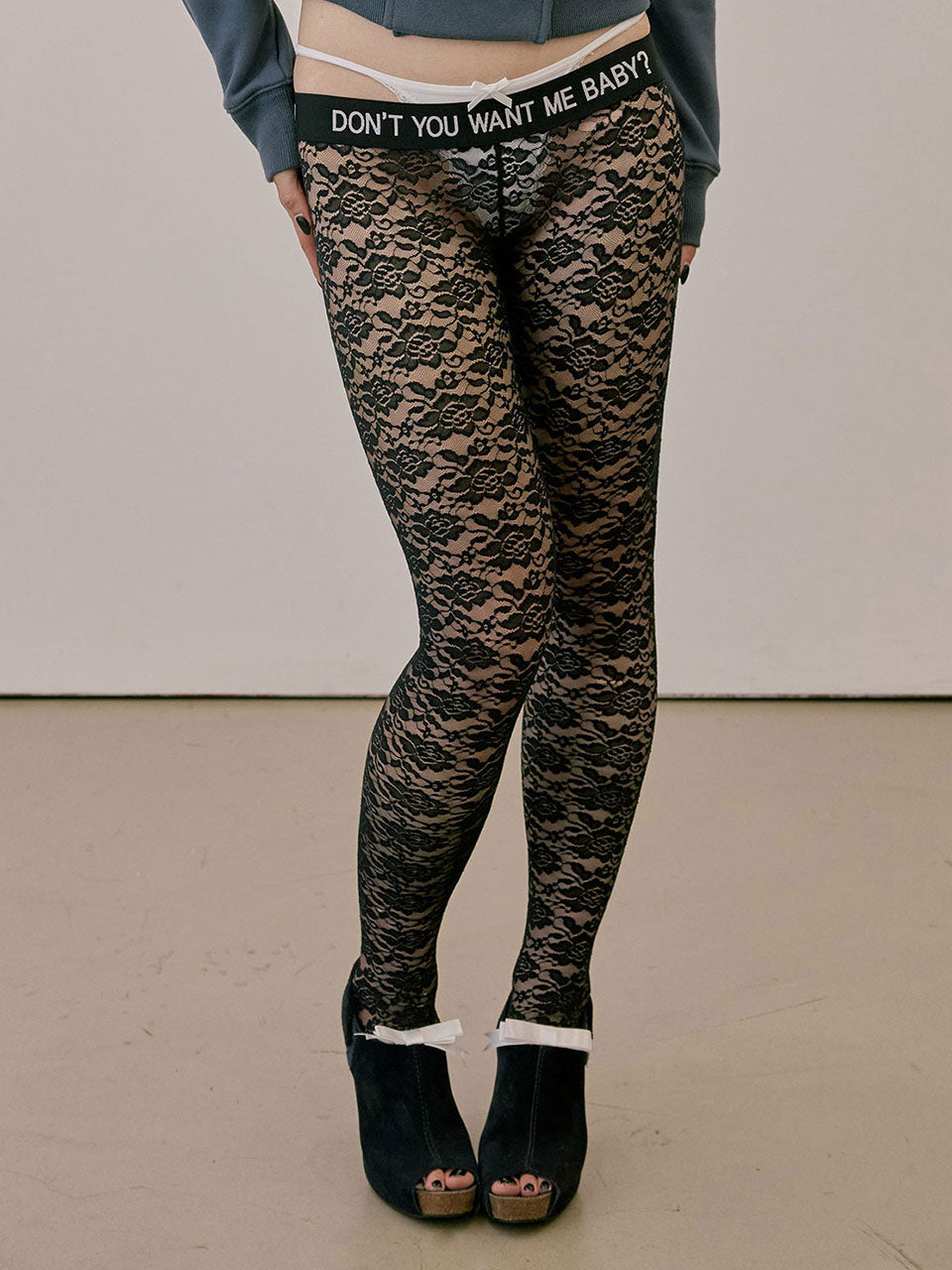 Cheeky Lace Leggings Black