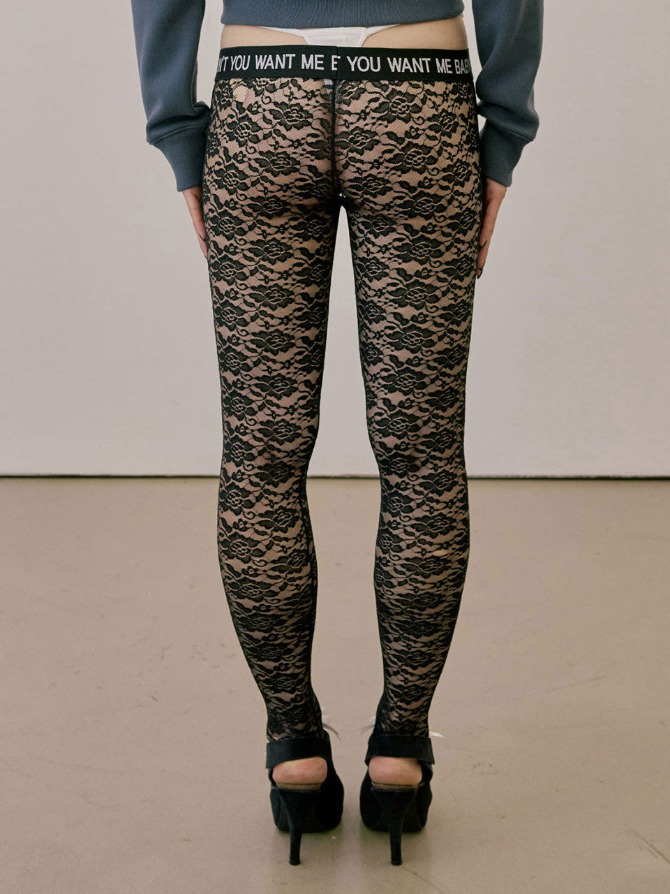 Cheeky Lace Leggings Black