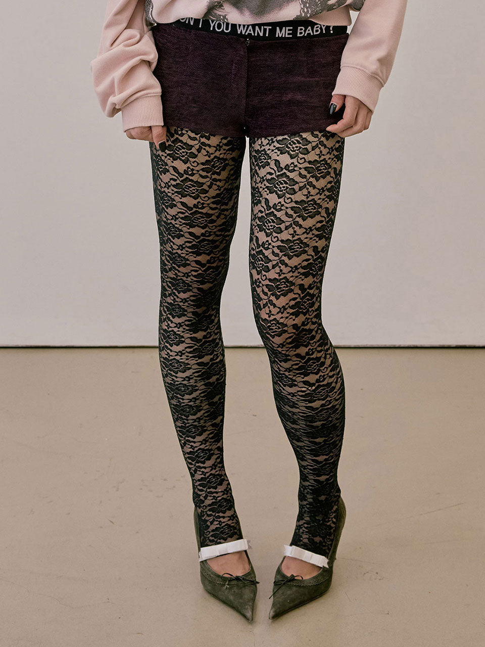 Cheeky Lace Leggings Black