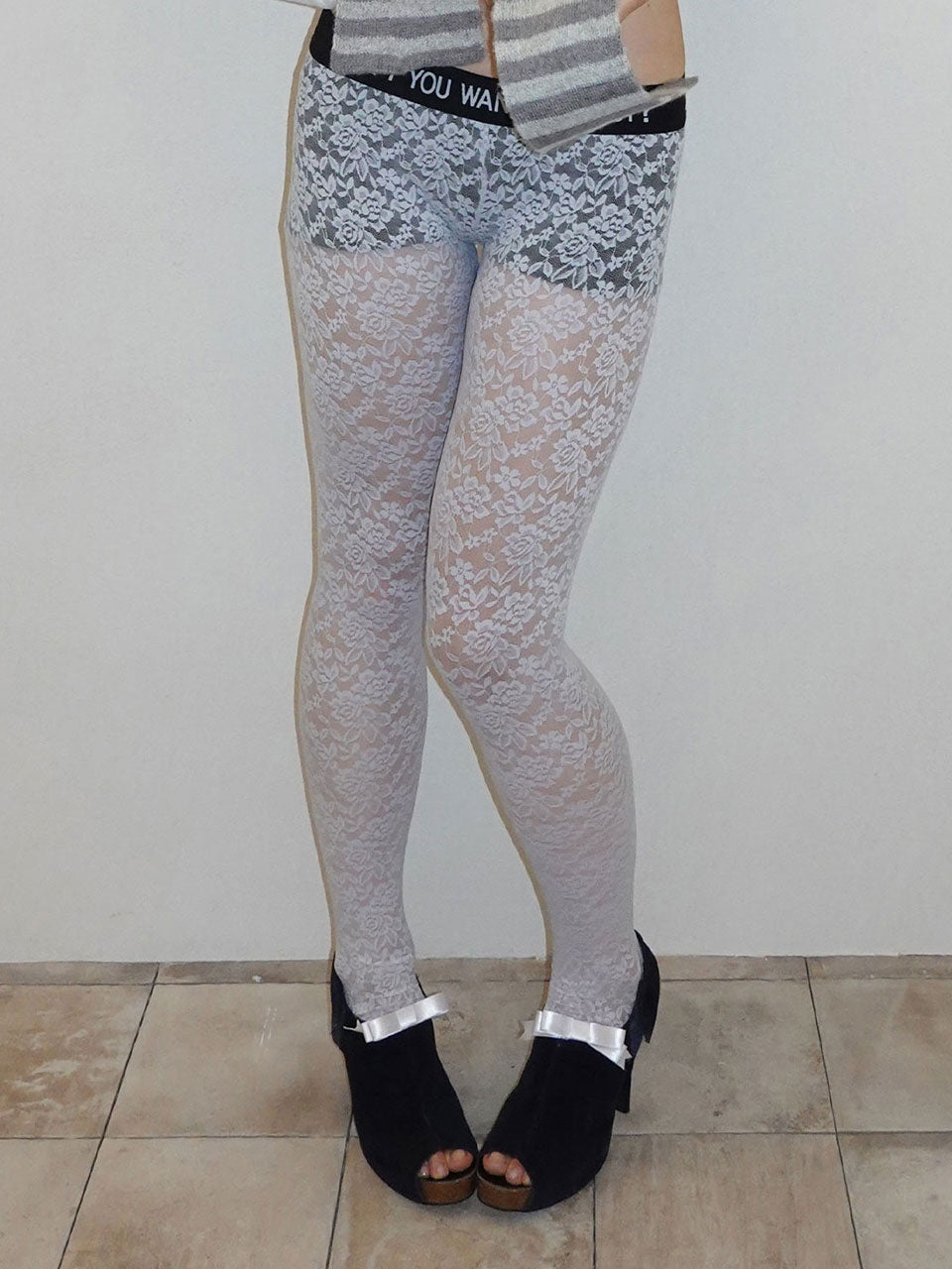 Cheeky Lace Leggings Silver