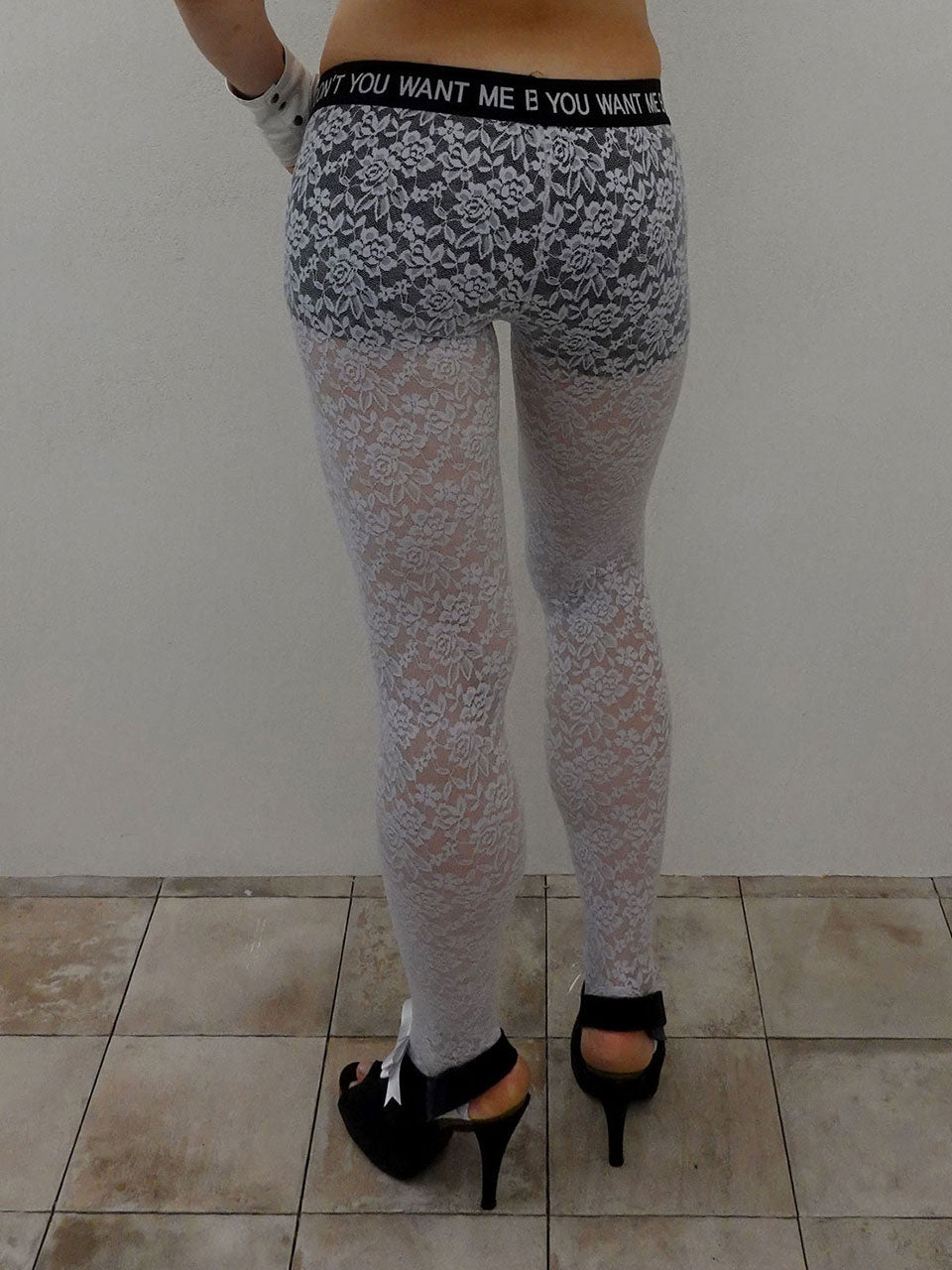 Cheeky Lace Leggings Silver