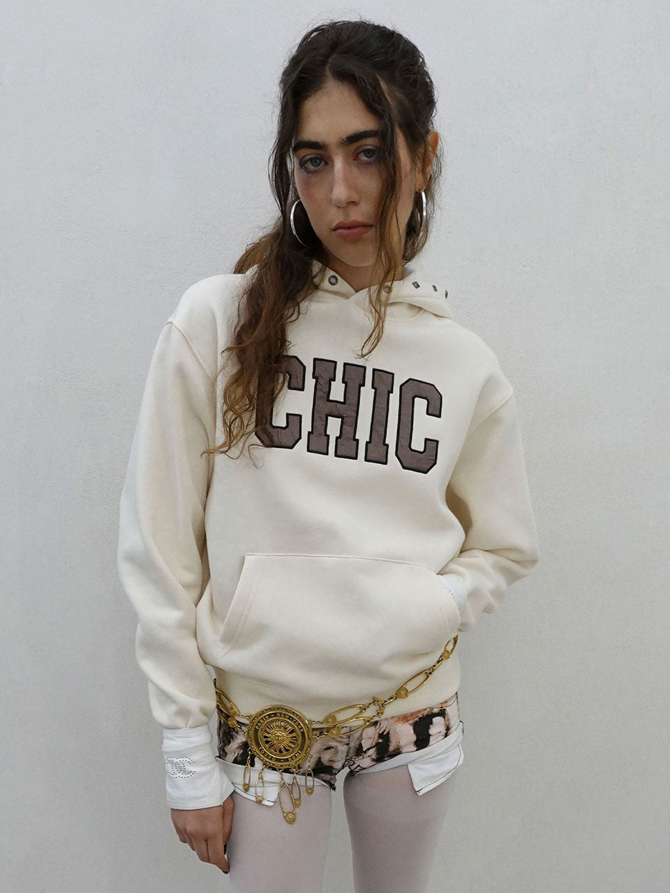 Chic Hoodie Dirty White