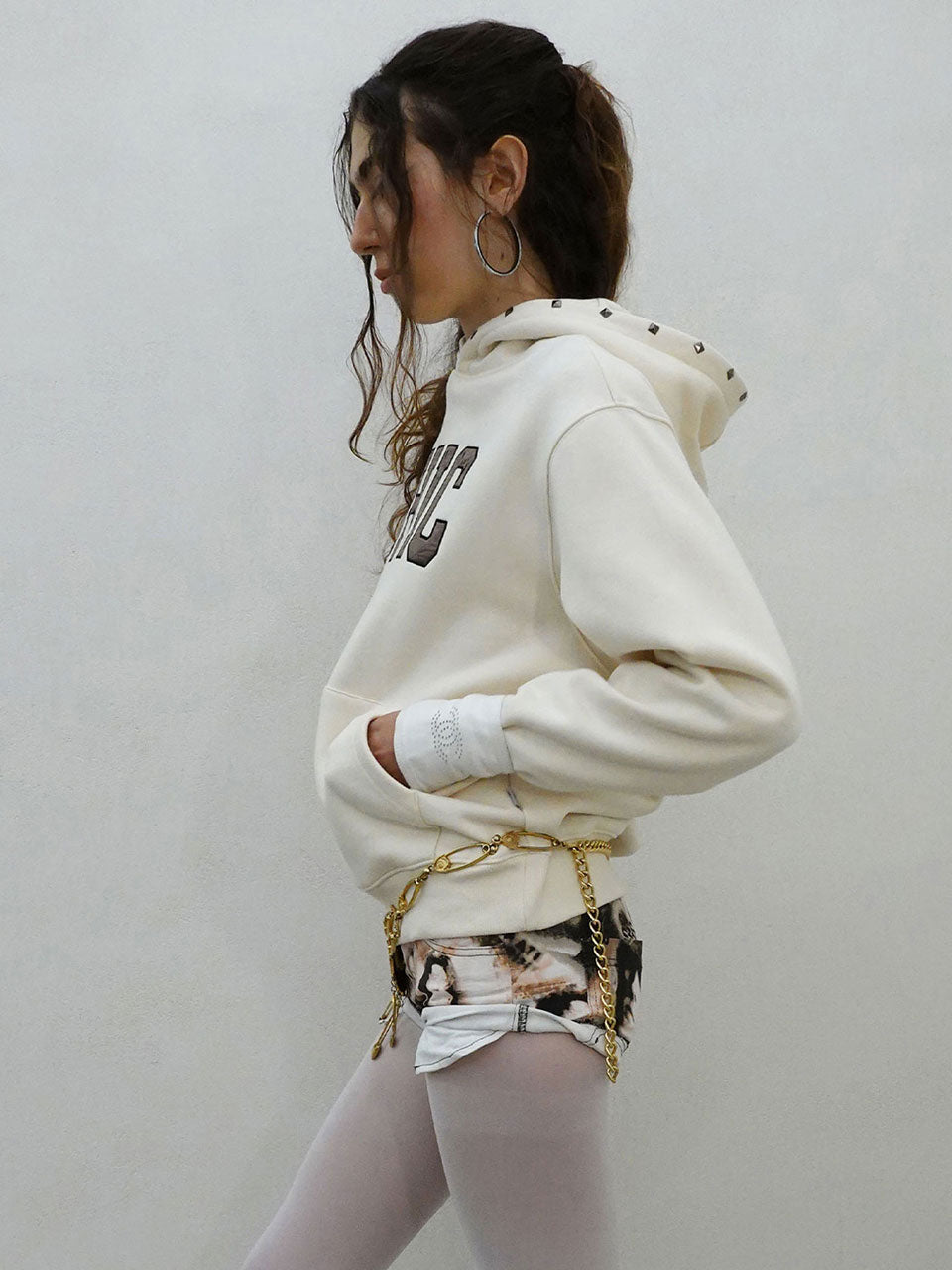 Chic Hoodie Dirty White