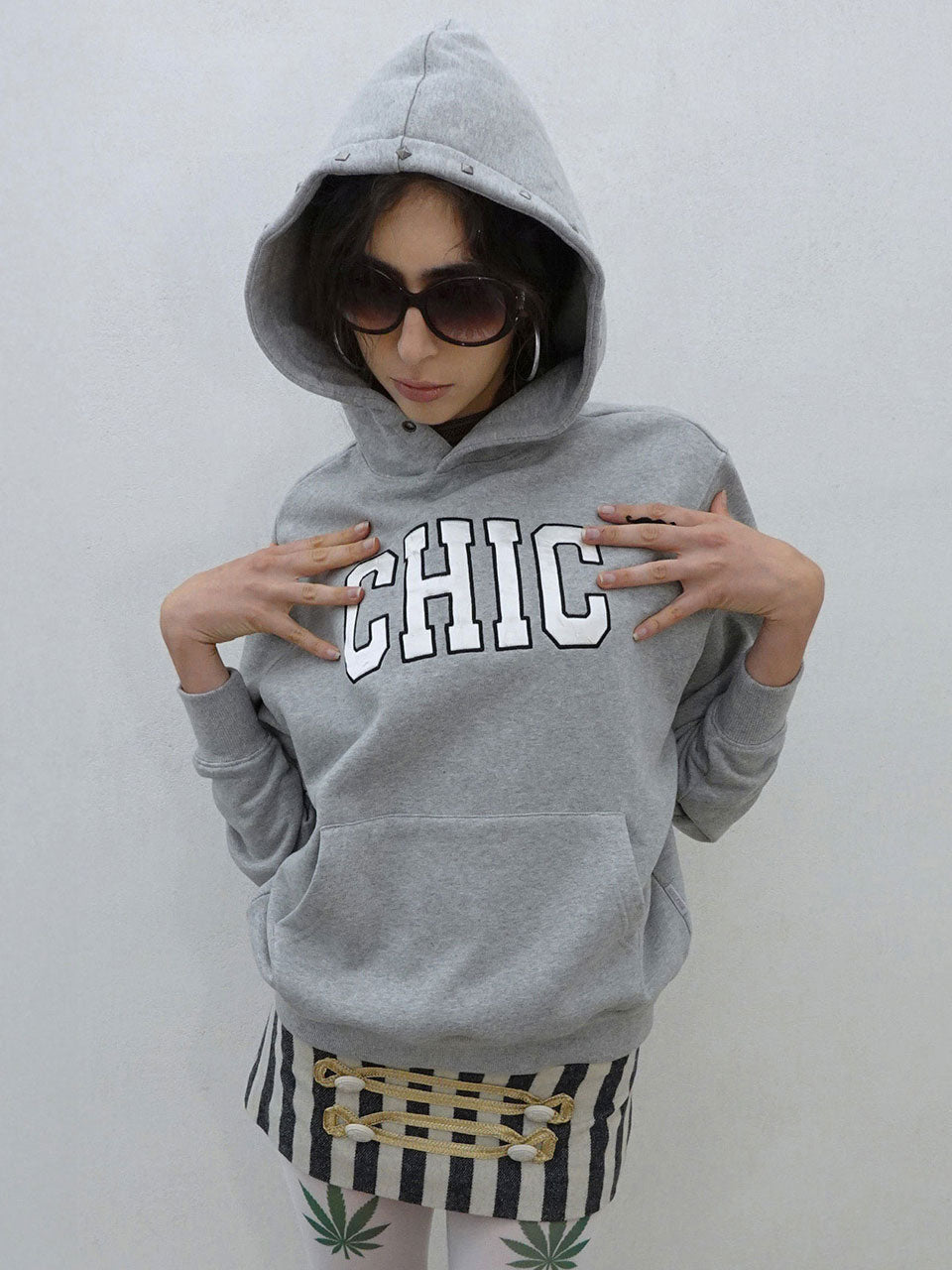 Chic Hoodie Melange Gray