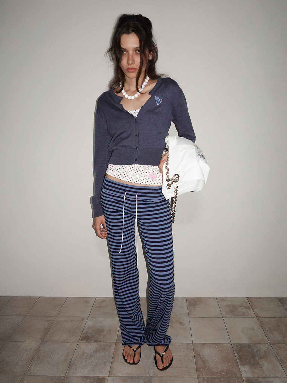 Classic Striped Jersey Pants Blue