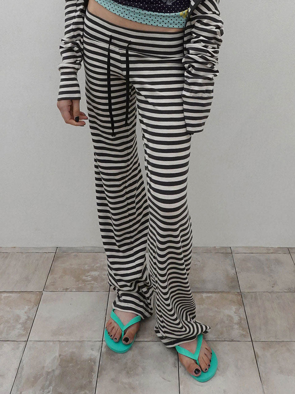 Classic Striped Jersey Pants Charcoal