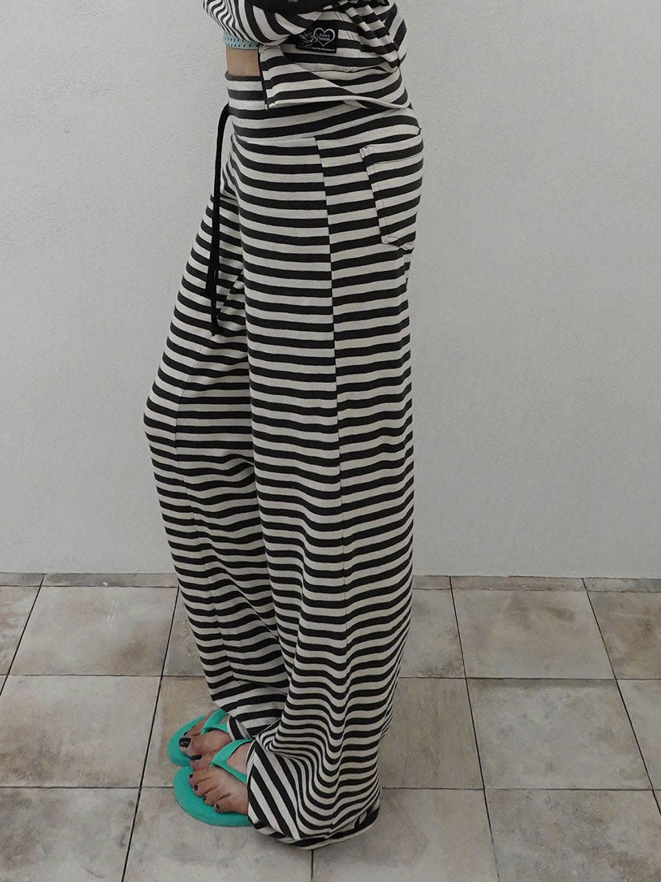 Classic Striped Jersey Pants Charcoal
