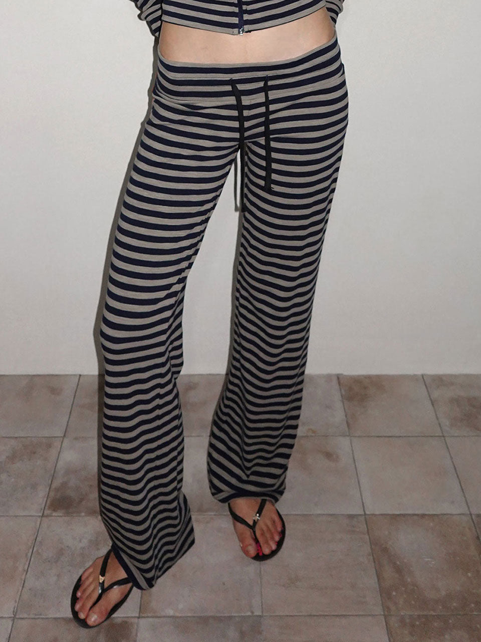 Classic Striped Jersey Pants Navy