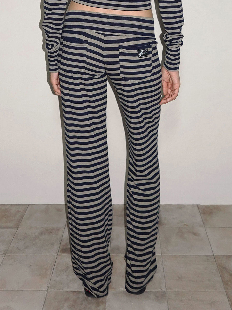 Classic Striped Jersey Pants Navy